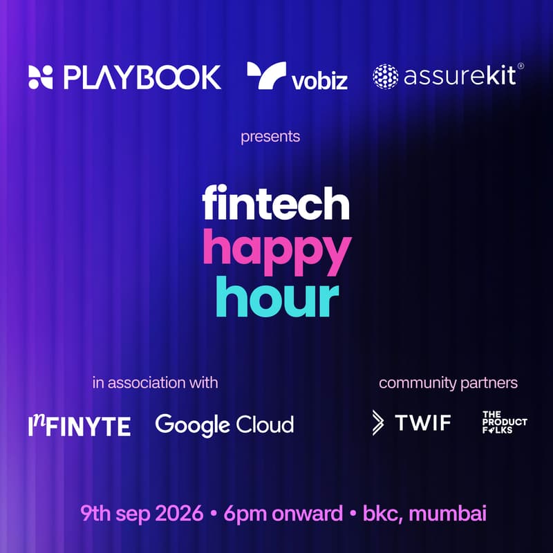 Cover Image for Fintech Happy Hour presented by Playbook, Vobiz and Assurekit | Mumbai • 9th Sep 2026