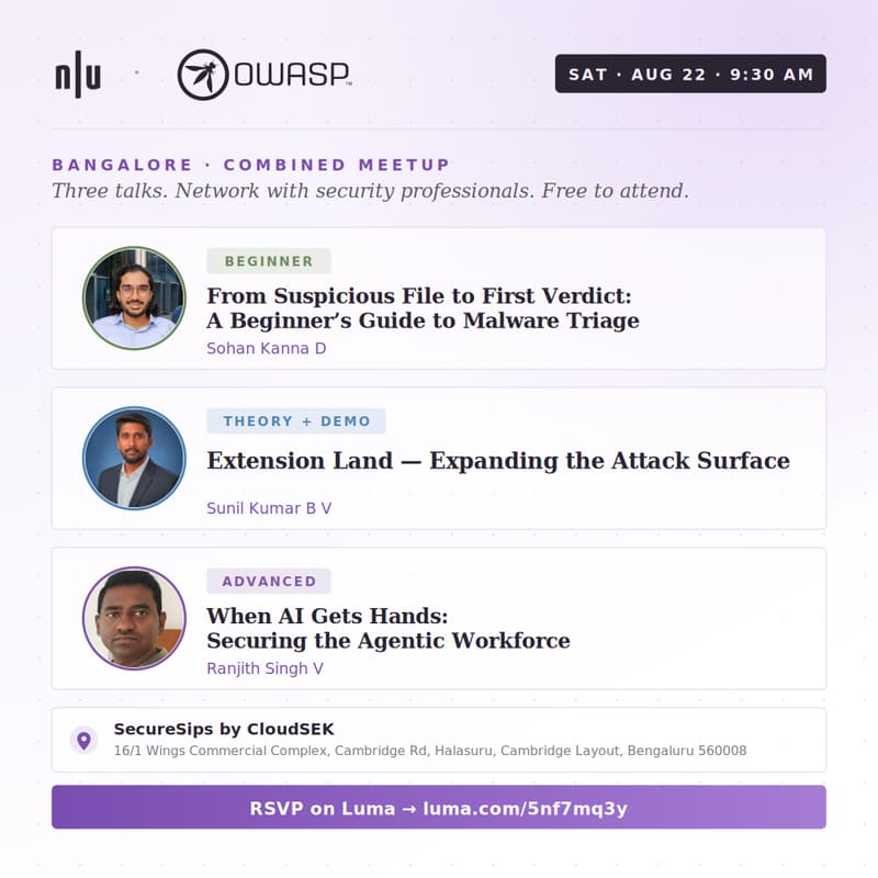 Cover Image for Null/OWASP Combined Meetup - Bangalore | 22nd August 2026