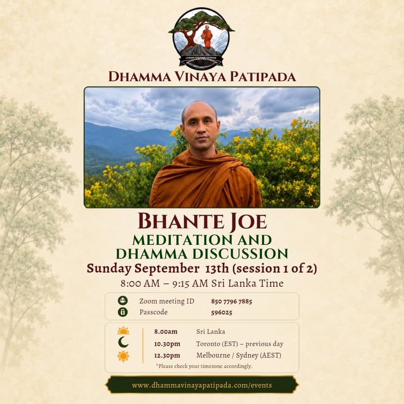 Cover Image for Meditation & Dhamma Discussion With Bhante Joe (via Zoom)