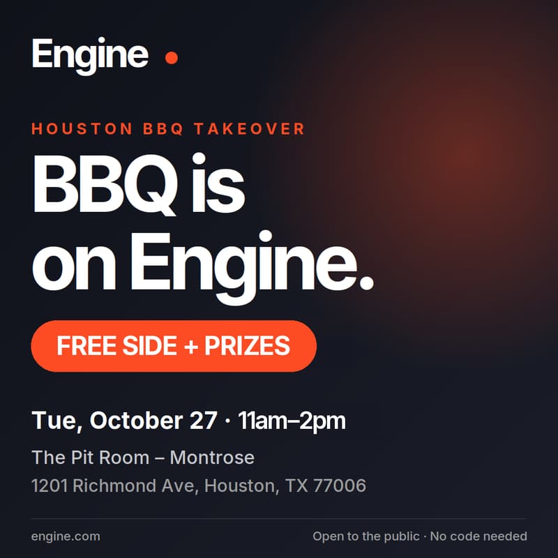 Cover Image for Engine Takes Over The Pit Room BBQ: A Free Side + Prizes