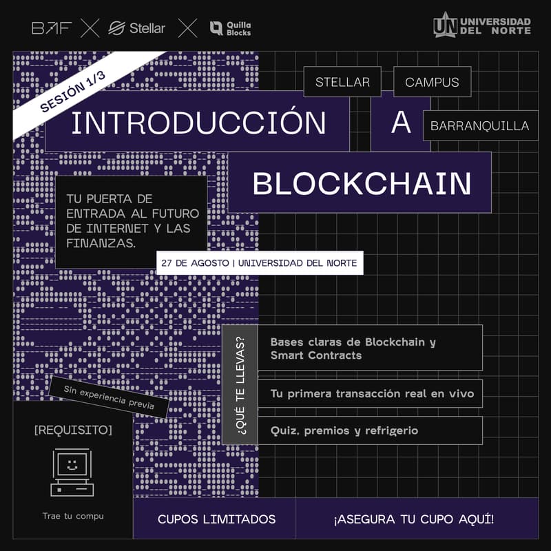 Foto de portada de Stellar Campus Barranquilla · Sesión 1: Introducción a Blockchain · Universidad del Norte