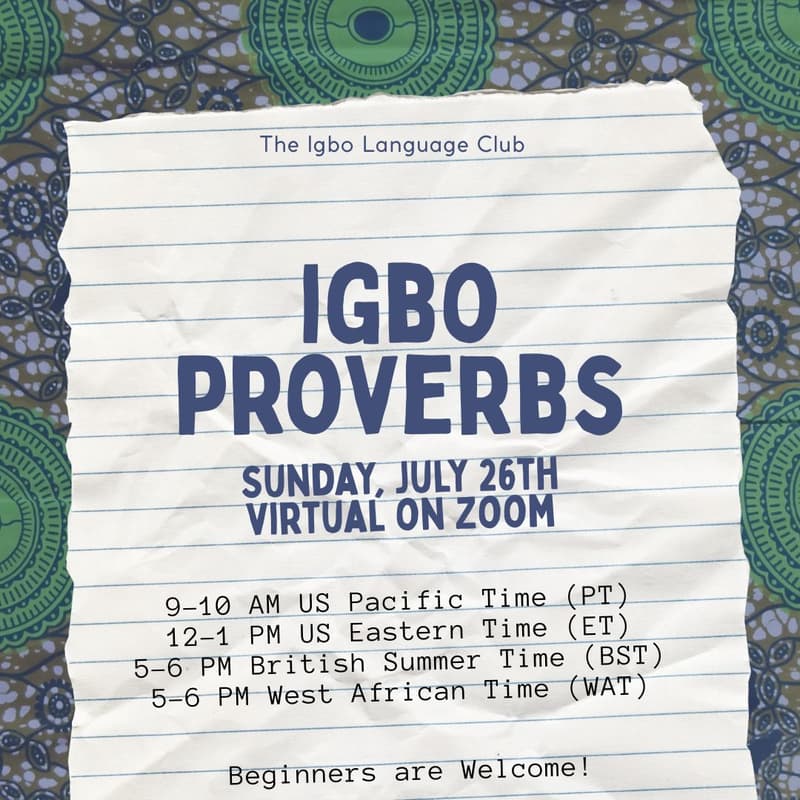 Cover Image for The Igbo Language Club July Virtual Meeting