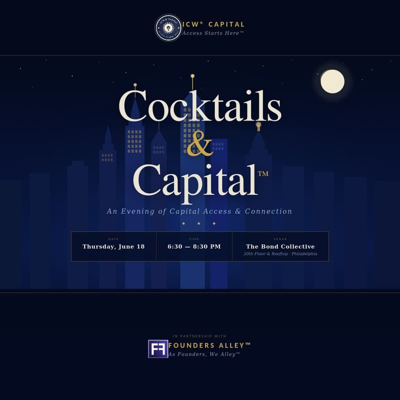 Cover Image for 🥂 Cocktails & Capital™: Summer Rooftop Presented by ICW® Capital · Founders Alley™ · TriNet