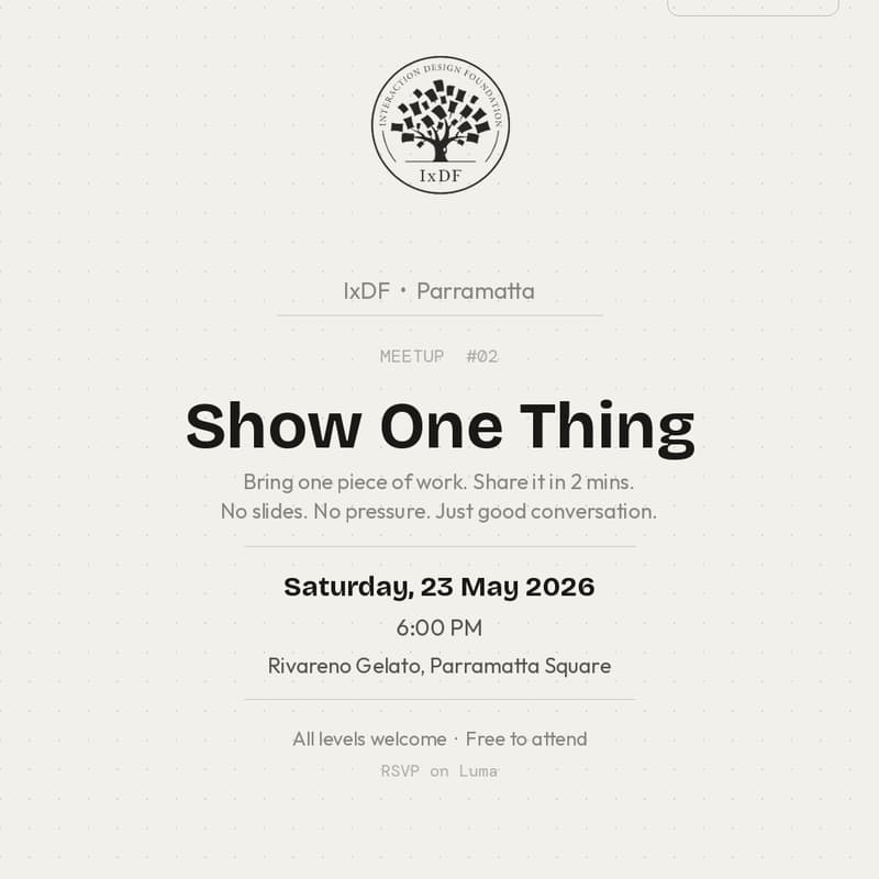 Cover Image for IxDF Parramatta – Meetup #02: Show One Thing