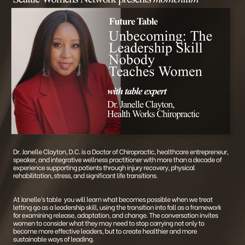 Cover Image for FUTURE TABLE HOST at Seattle Women’s Network Momentum: A future focussed Summit for female entrepreneurs.