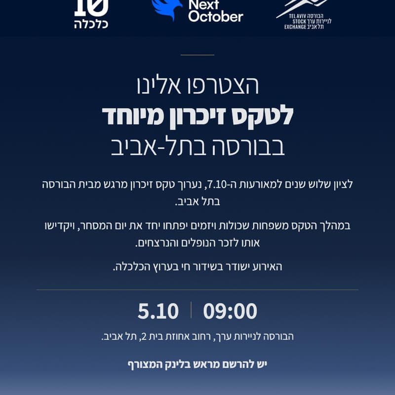 Cover Image for טקס יום הזכרון, פתיחת המסחר בבורסה