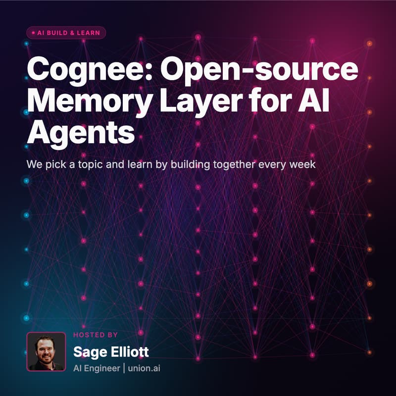 Cover Image for Cognee: Open-source Memory Layer for AI Agents - AI Build & Learn #9
