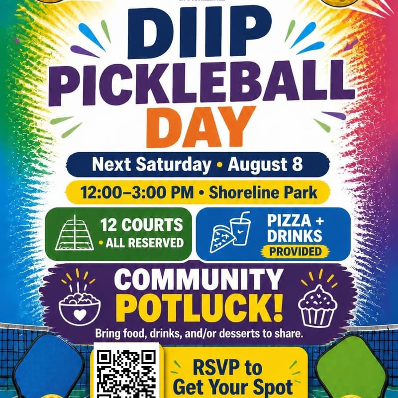 Cover Image for DIIPickleball FREE Workshop + Open Play for All Levels