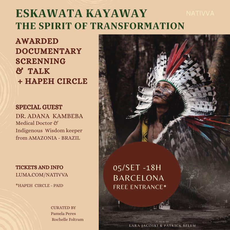Cover Image for 📽 Amazonia: Spirit of Transformation 🌿 | Documentary screening, Talk, Music & Hapé Circle ✨️