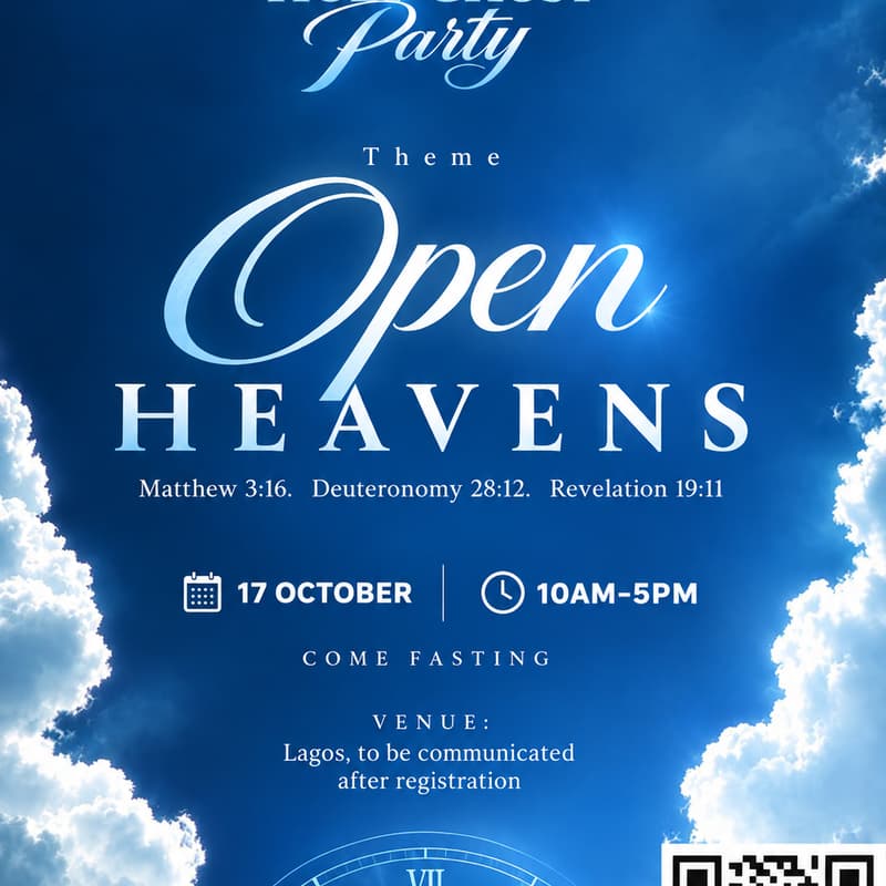 Cover Image for October 2026 Holy Ghost Party: Open Heavens