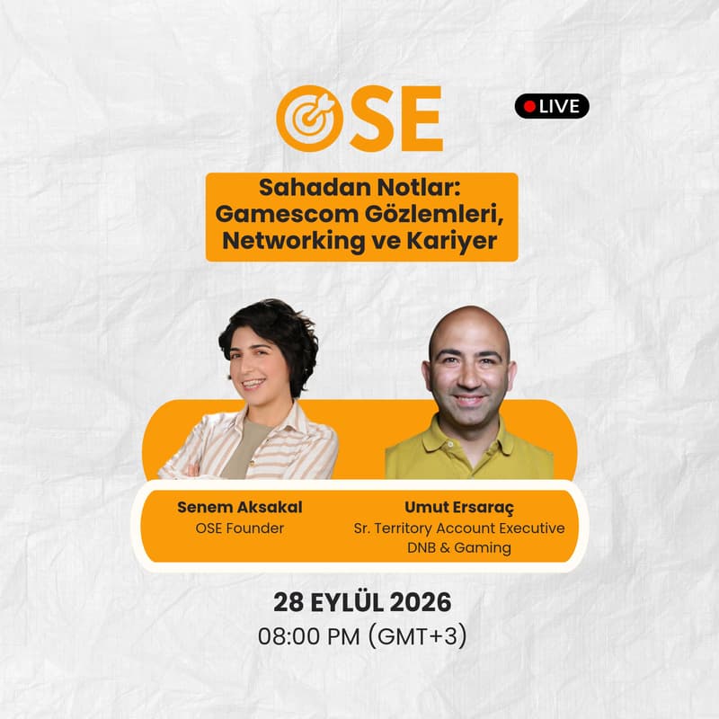 Cover Image for Sahadan Notlar: Gamescom Gözlemleri, Networking ve Kariyer | Umut Ersaraç, Sr. Territory Account Executive, DNB & Gaming