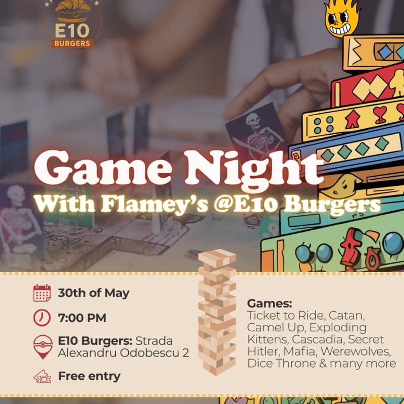 Cover Image for GAME NIGHT with Flamey's at @e10burgers🍔