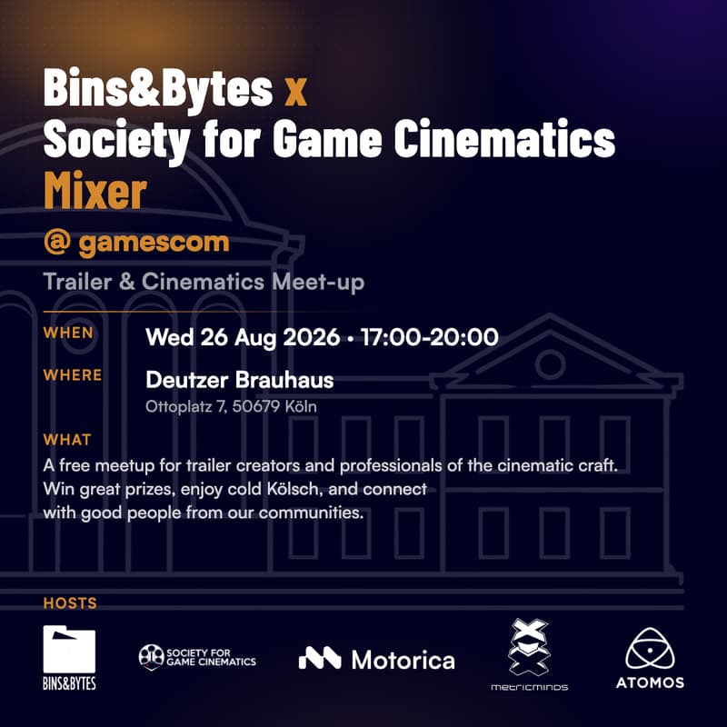 Cover Image for Bins&Bytes x Society for Game Cinematics Mixer