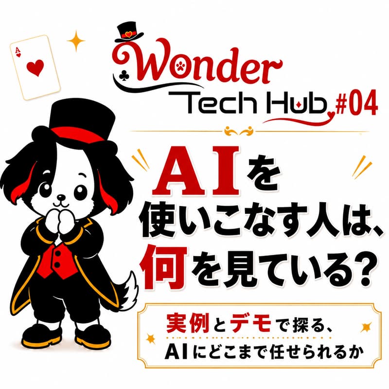 Cover Image for Wonder Tech Hub #04|AIを使いこなす人は、何を見ている?—実例とデモで探る、AIにどこまで任せられるか