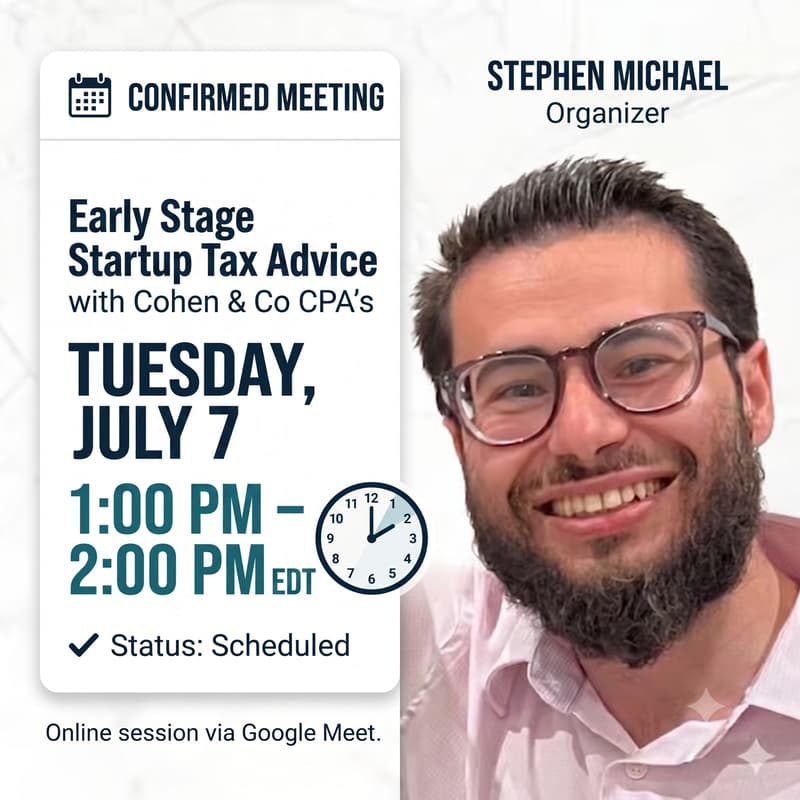 Cover Image for Early Stage Startup Tax Advice with Cohen & Co CPA’s