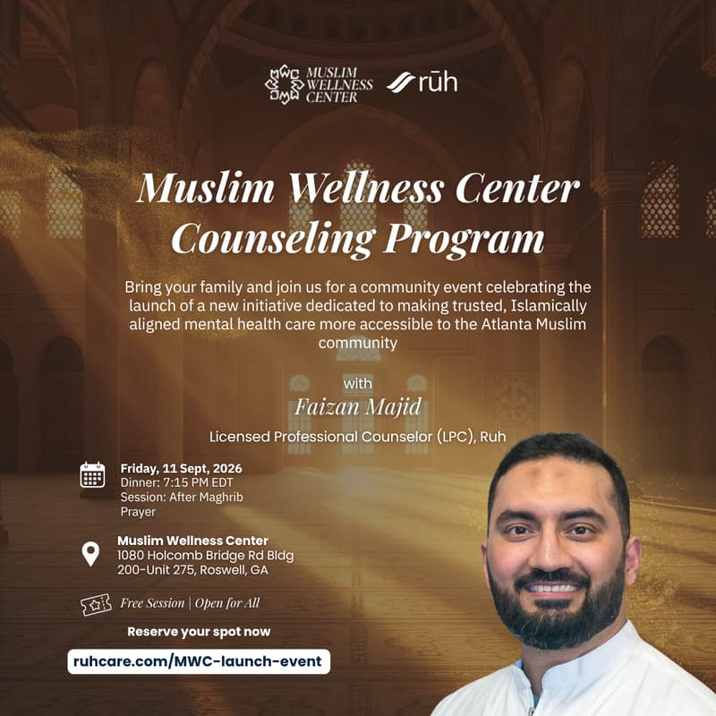Cover Image for Muslim Wellness Center Counseling Program π€ Launch Weekend!
