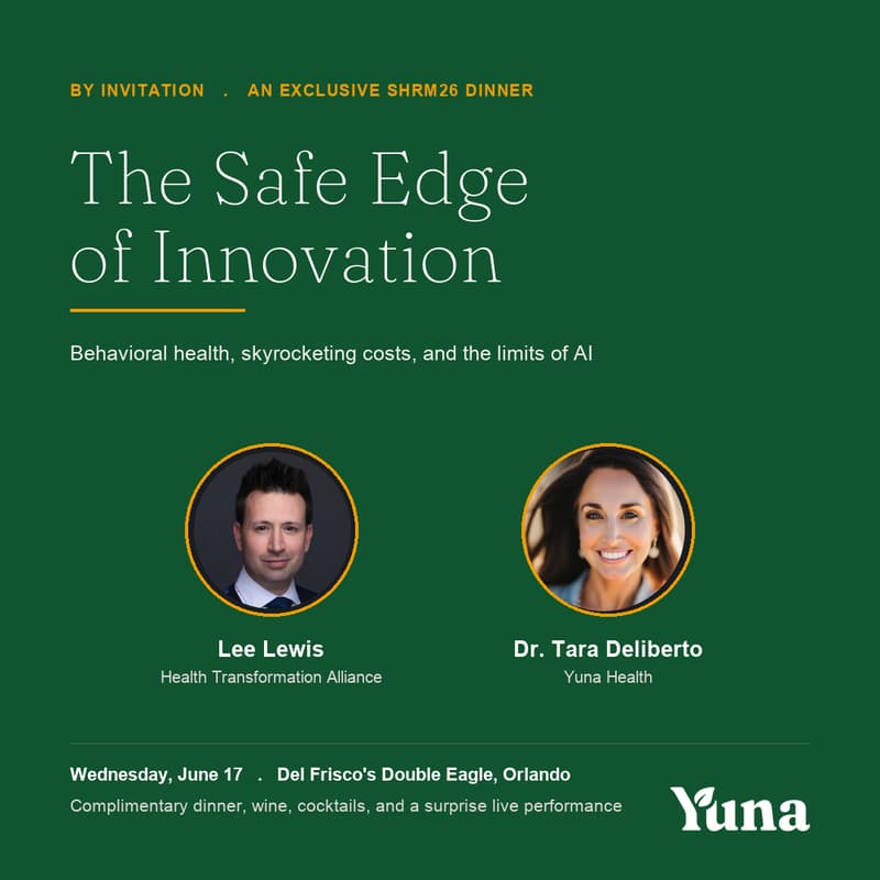 Cover Image for SHRM Private Dinner- The Safe Edge of Innovation: Behavioral Health, Skyrocketing Costs, and the Limits of AI