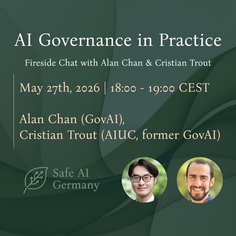 Cover Image for AI Governance in Practice: Fireside Chat with Alan Chan & Cristian Trout