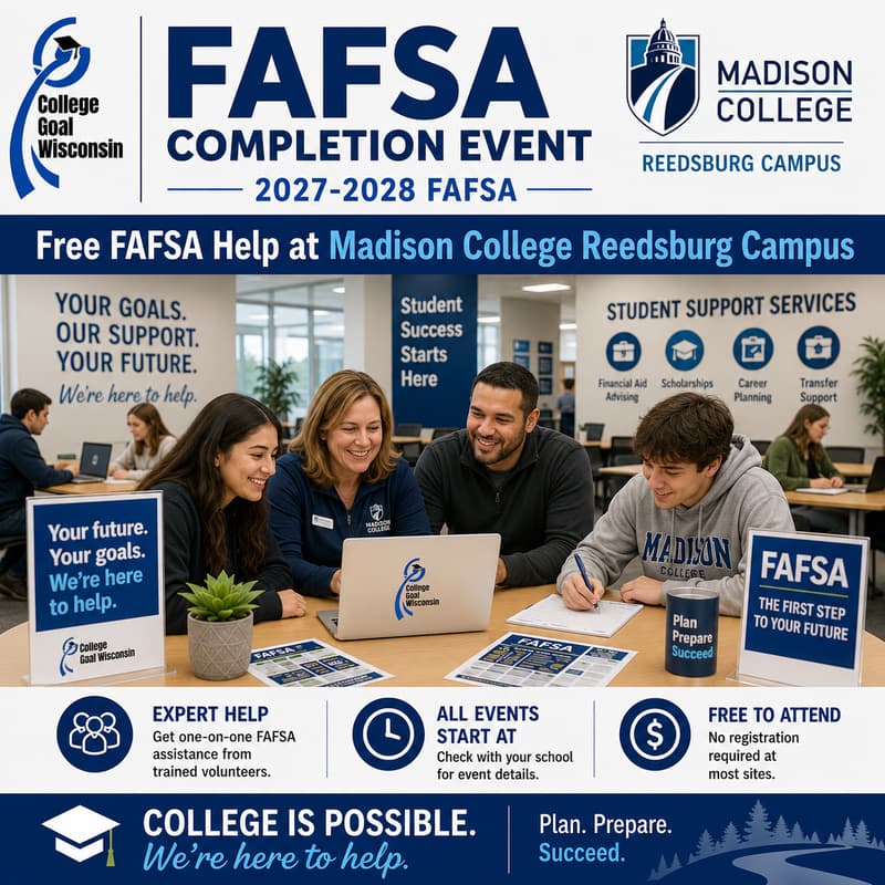 Cover Image for College Goal Wisconsin — Free FAFSA Help at Madison College Reedsburg Campus