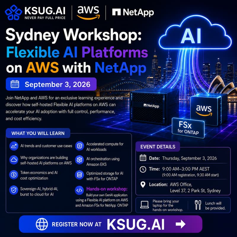 Cover Image for Sydney Workshop: Flexible AI Platforms on AWS with NetApp