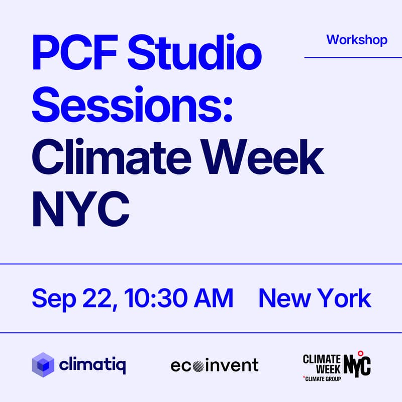 Cover Image for Climate Week NYC | PCF Studio Sessions: Climatiq x ecoinvent (10:30)