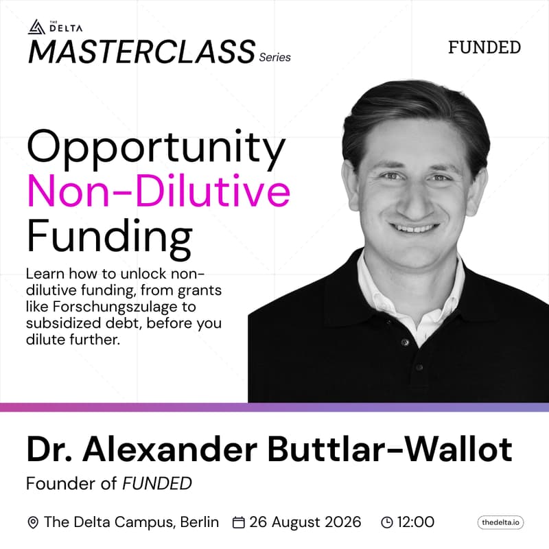 Cover Image for Masterclass: Opportunity Non-Dilutive Funding - Leverage your growth with Grants and Debt