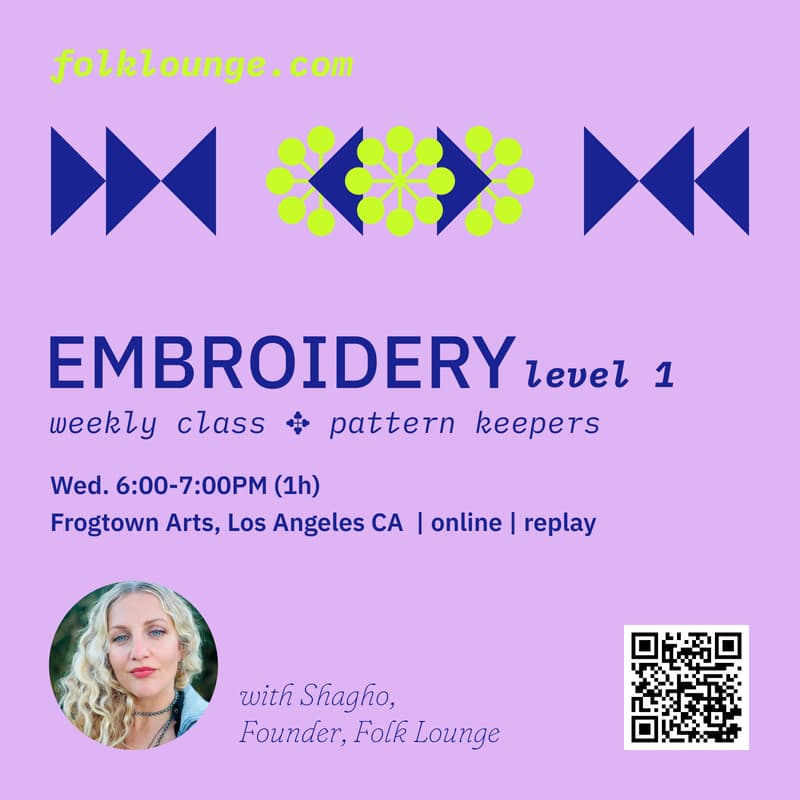 Cover Image for Hand Embroidery Class Level 1 ✥ Pattern Keepers