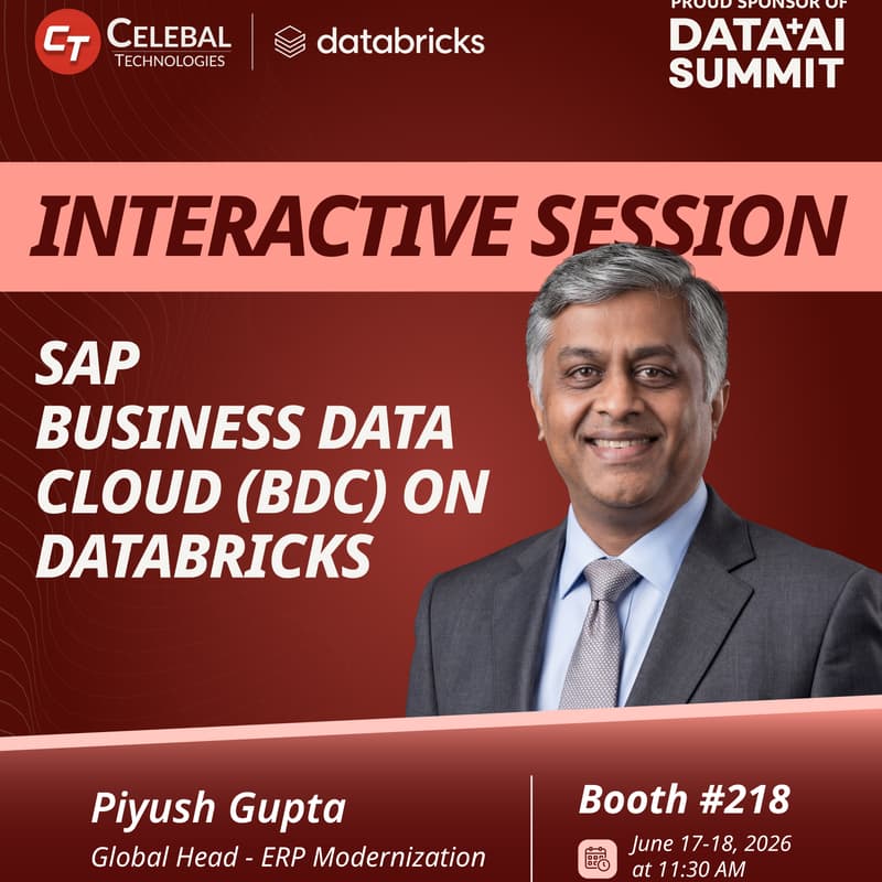 Cover Image for SAP BDC on Databricks by Piyush Gupta | Celebal Tech Booth #218