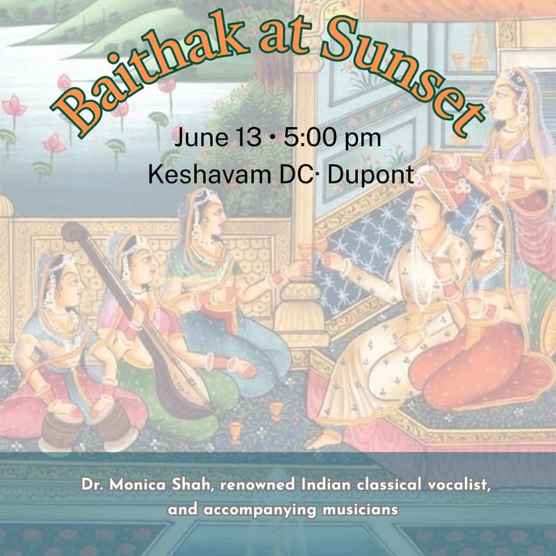 Cover Image for Hindustani Classical Music Baithak at Home (Live Performance + Dinner) — June Edition