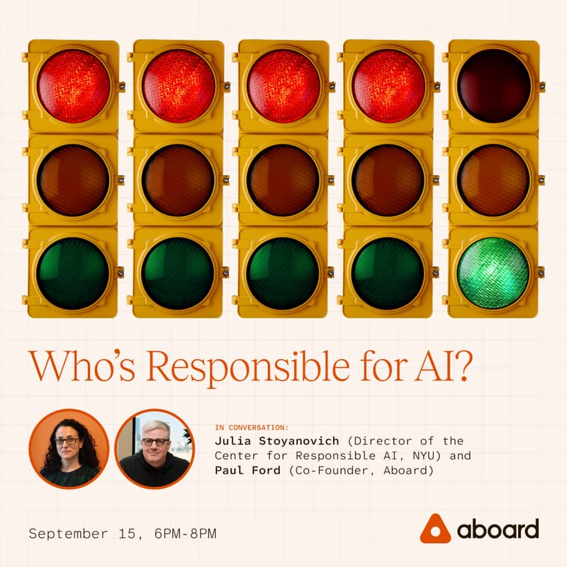 Cover Image for Who’s Responsible for AI? A conversation with Julia Stoyanovich and Paul Ford