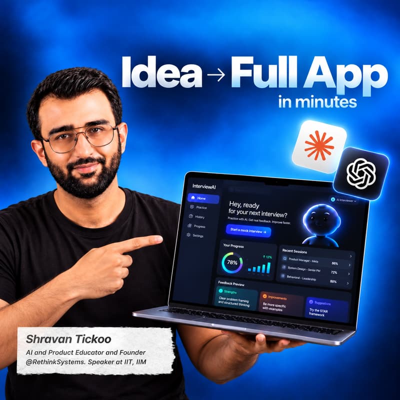 Cover Image for Zero to Shipped Series: Build an "AI Interview Coach App" Live as an AI PM.