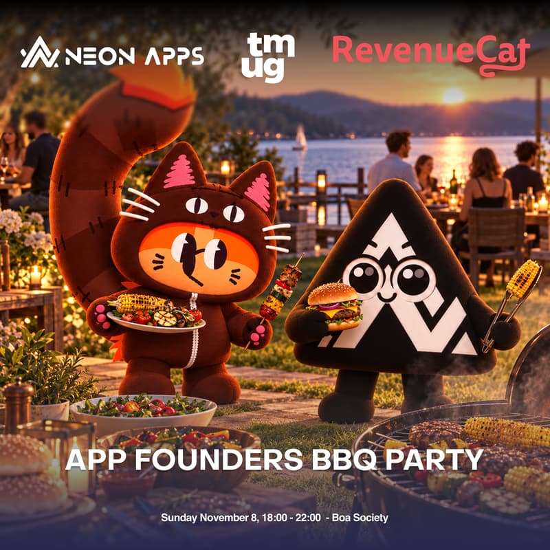 Cover Image for RevenueCat × TMUG Club × Neon Apps - App Founders BBQ Party