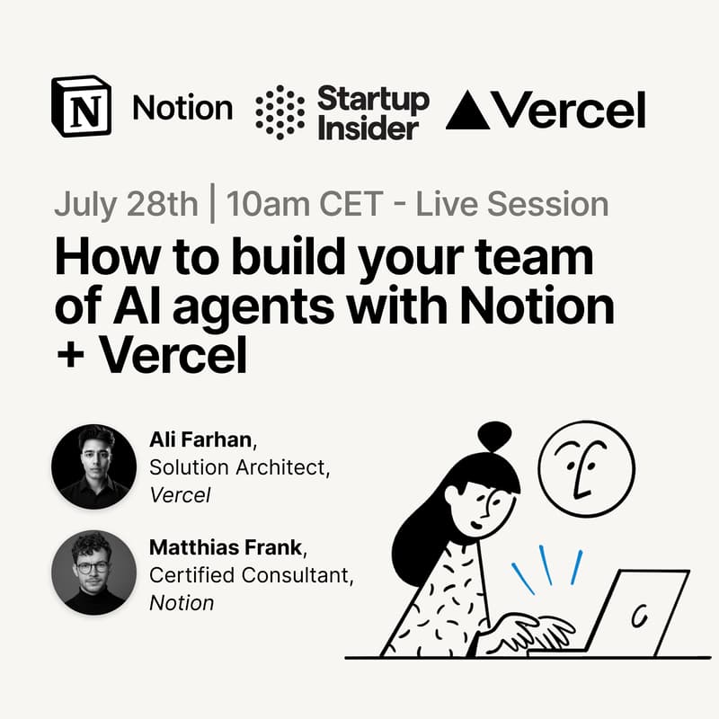 Cover Image for How to Build Your Team of AI Agents — with Notion + Vercel