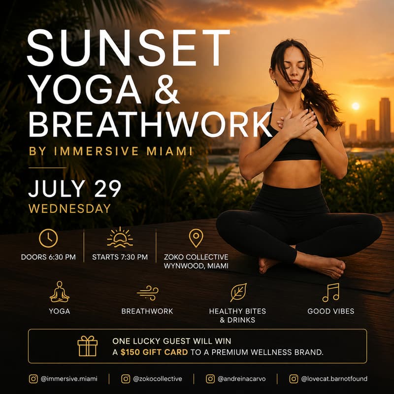 Cover Image for Sunset Yoga & Breathwork by Immersive Miami