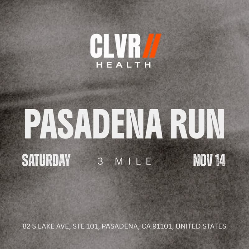 Official CLVR Pasadena Run poster for November 14 at Mehfil Co. Pasadena