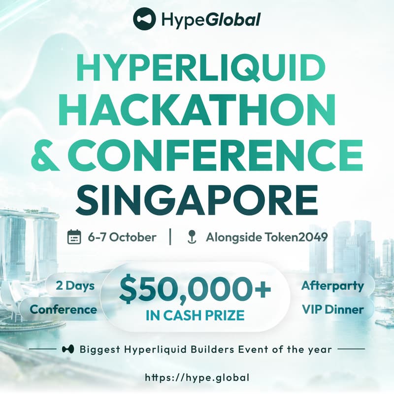 Cover Image for HYPE Singapore | Hyperliquid Hackathon & Conference @ TOKEN2049