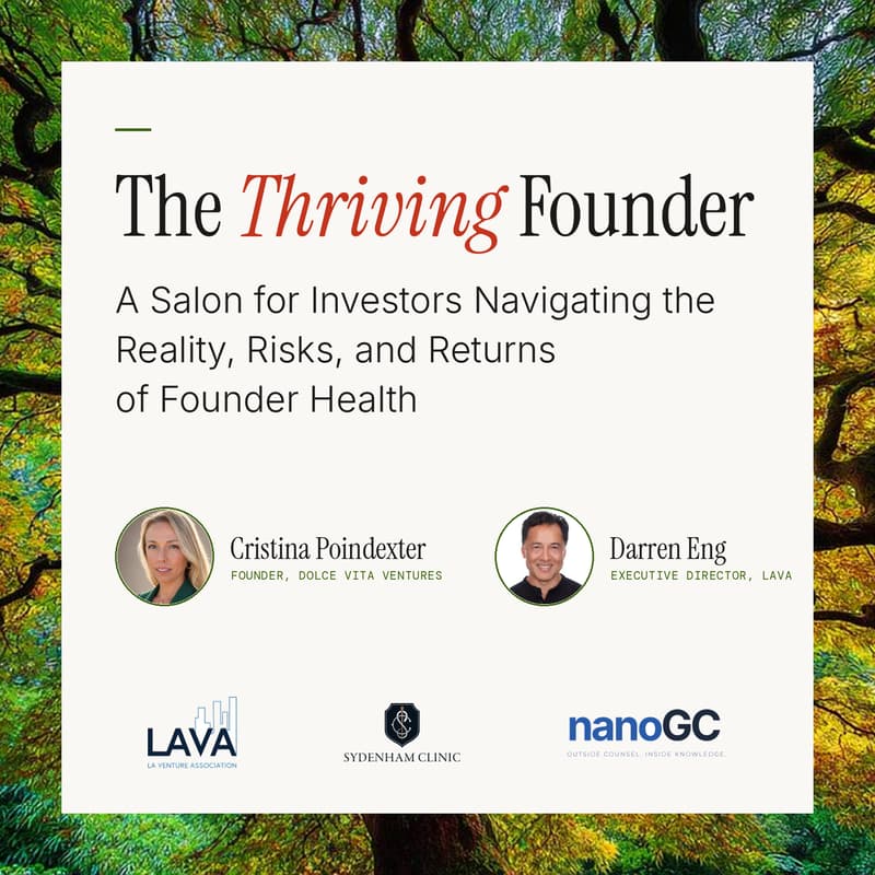 Cover Image for The Thriving Founder: A Salon for Investors Navigating the Reality, Risk & Returns of Founder Health