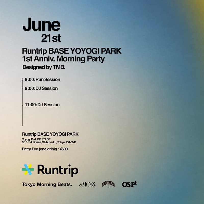 Cover Image for Runtrip BASE YOYOGI PARK 1st Anniv. Morning Party🎉 Designed by TMB.