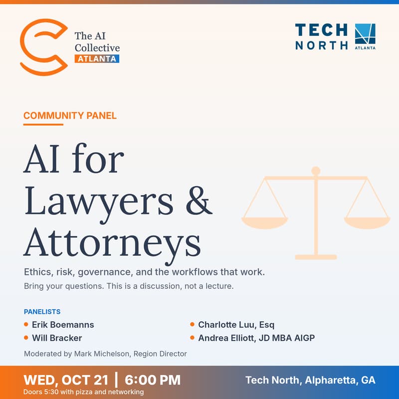 Cover Image for AI for Lawyers & Attorneys: A Community Discussion w/ The AI Collective