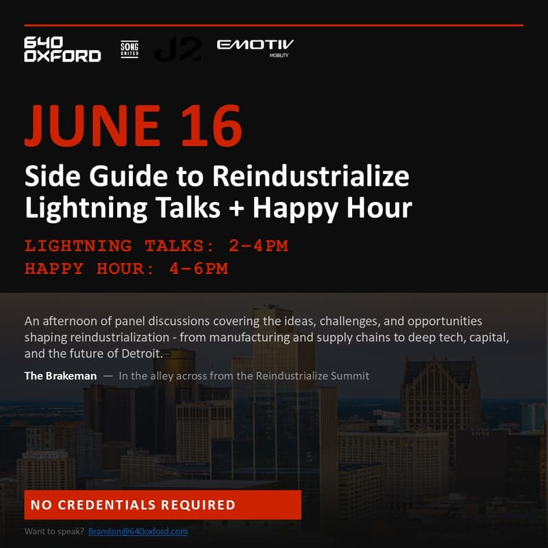 Cover Image for Side Guide to Reindustrialize: Lightning Talks + Happy Hour