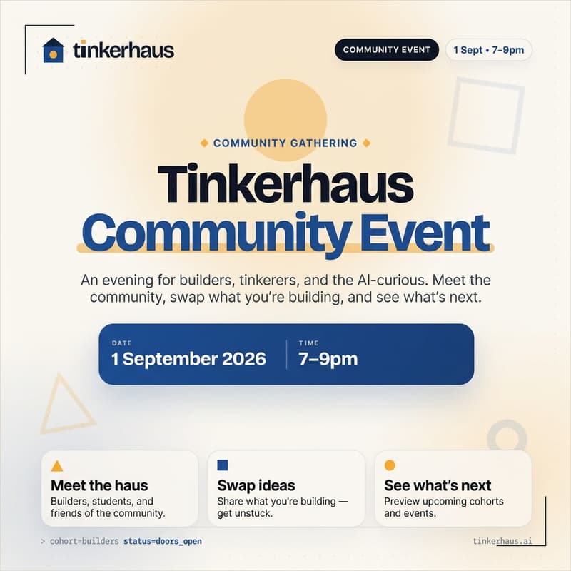 Cover Image for Tinkerhaus x Zo Community Night: You’ve Built Enough Alone. Come Meet Your People.