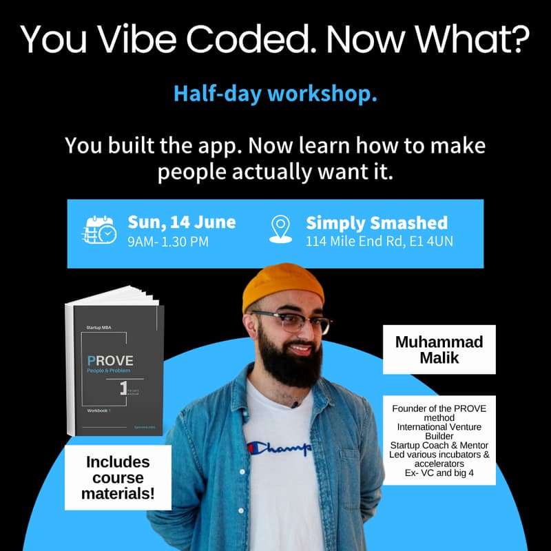 Cover Image for You Vibe Coded. Now What? Workshop + community launch.