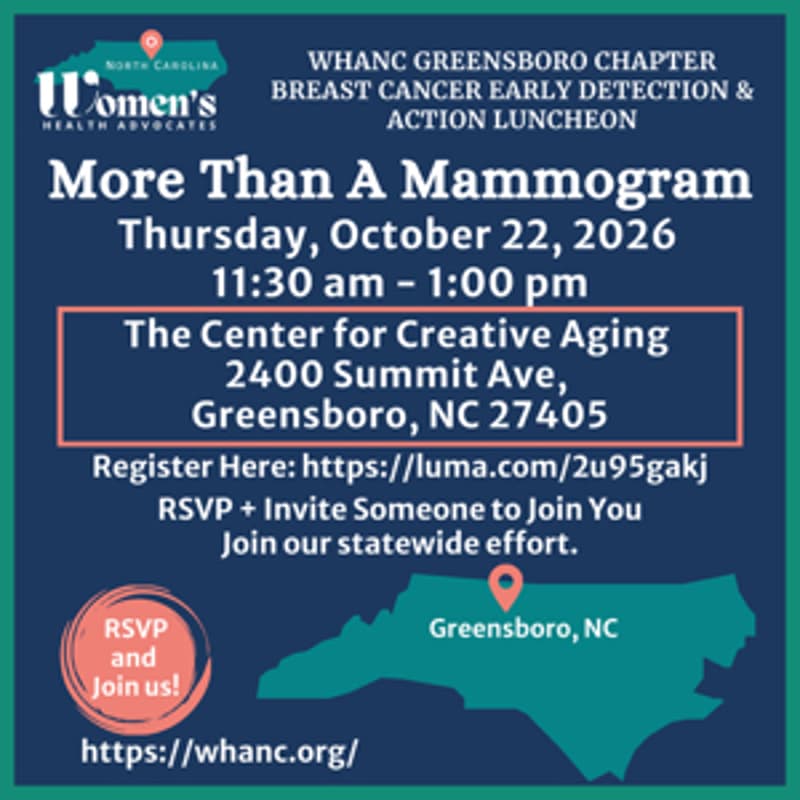 Cover Image for More Than A Mammogram - WHA-NC Greensboro Chapter Breast Cancer Early Detection & Action Luncheon