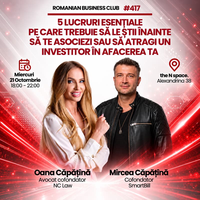 Cover Image for RBC #417 | 5 LUCRURI ESENȚIALE ÎNAINTE SĂ TE ASOCIEZI SAU SĂ ATRAGI UN INVESTITOR | Mircea Căpățînă & Oana Căpățînă