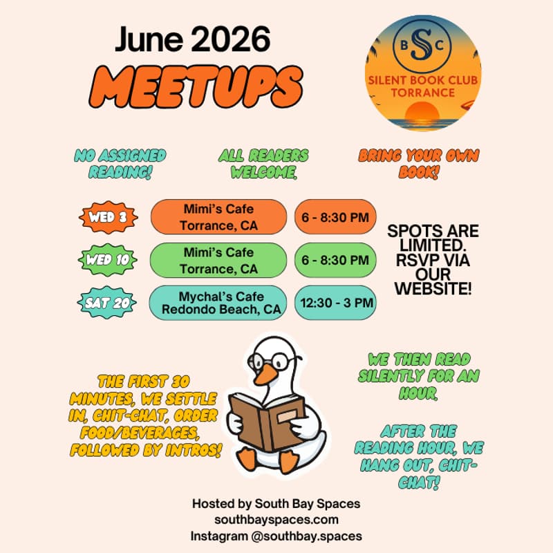 Cover Image for *RSVP REQUIRED* Silent Book Club Torrance @ Mimi's Cafe 6/10