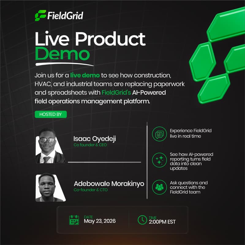 Cover Image for FieldGrid Launch · Live Demo with the Founders