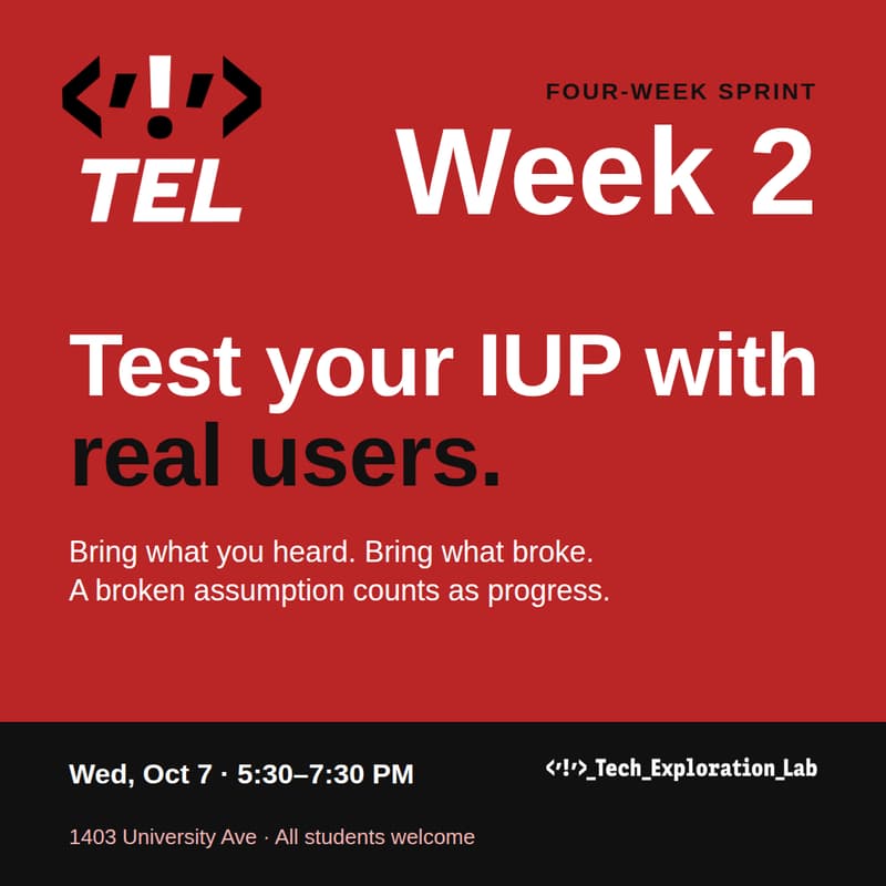 Cover Image for Four-Week Sprint, Week 2: Test Your IUP With Real Users