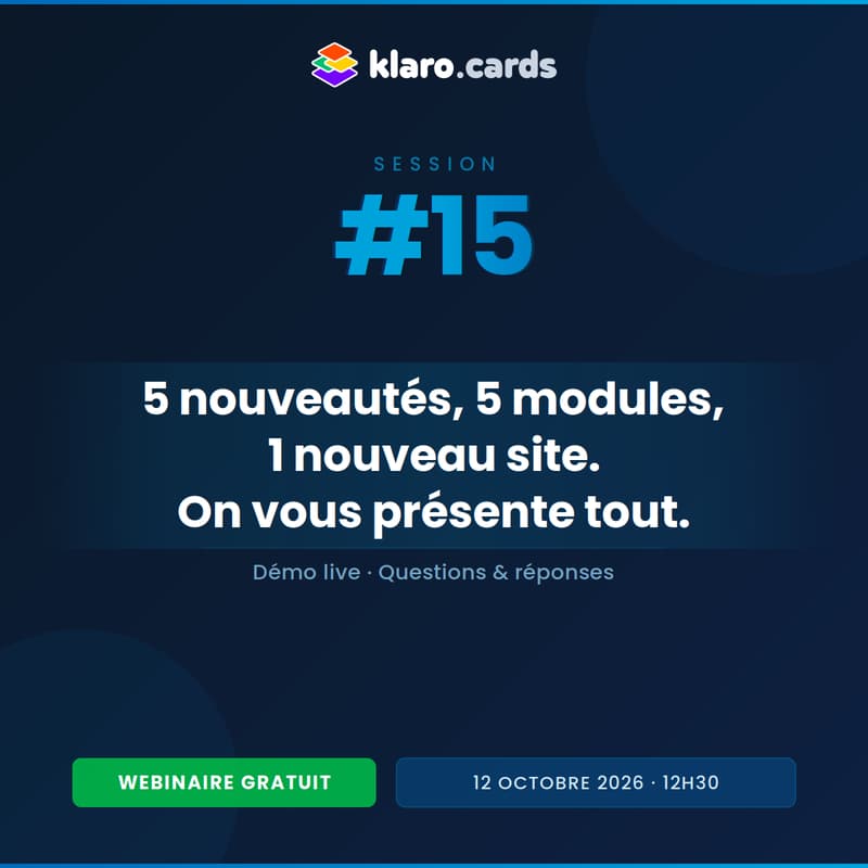 Cover Image for 5 nouveautés, 5 modules, 1 nouveau site (Klaro Cards Session #15)