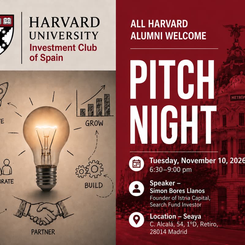 Cover Image for Harvard Investment Club of Spain - Pitch Night