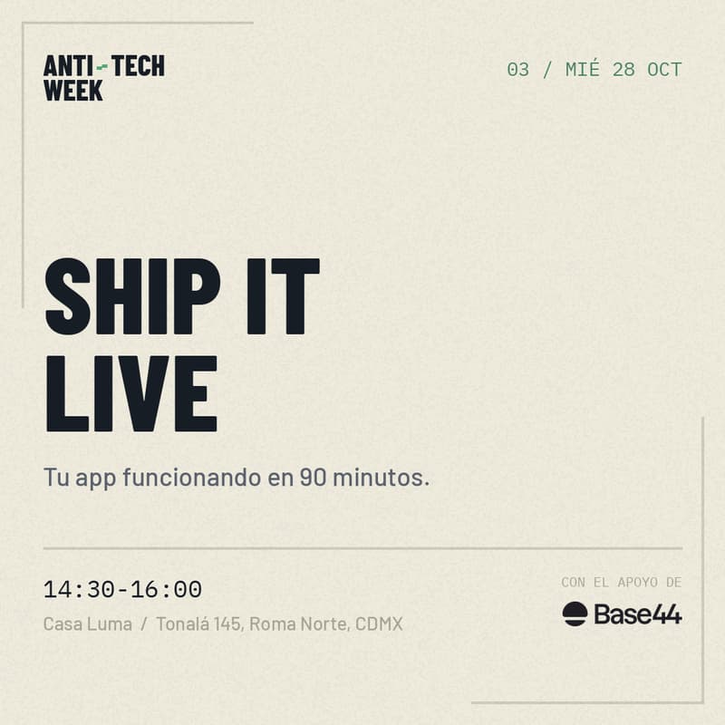 Cover Image for SHIP IT LIVE: Construye una app IA con Base44